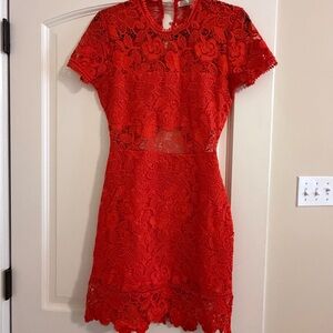 Lovers + Friends Vibrant Red Lace Mini Dress